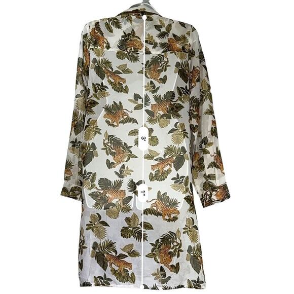 Live 4 Truth Women's Semi Sheer Tiger Print Long Sleeve Blouse Size S - Picture 5 of 8